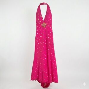 Kiss Kiss Magenta and Gold Halter Neck Formal Gown Size 8